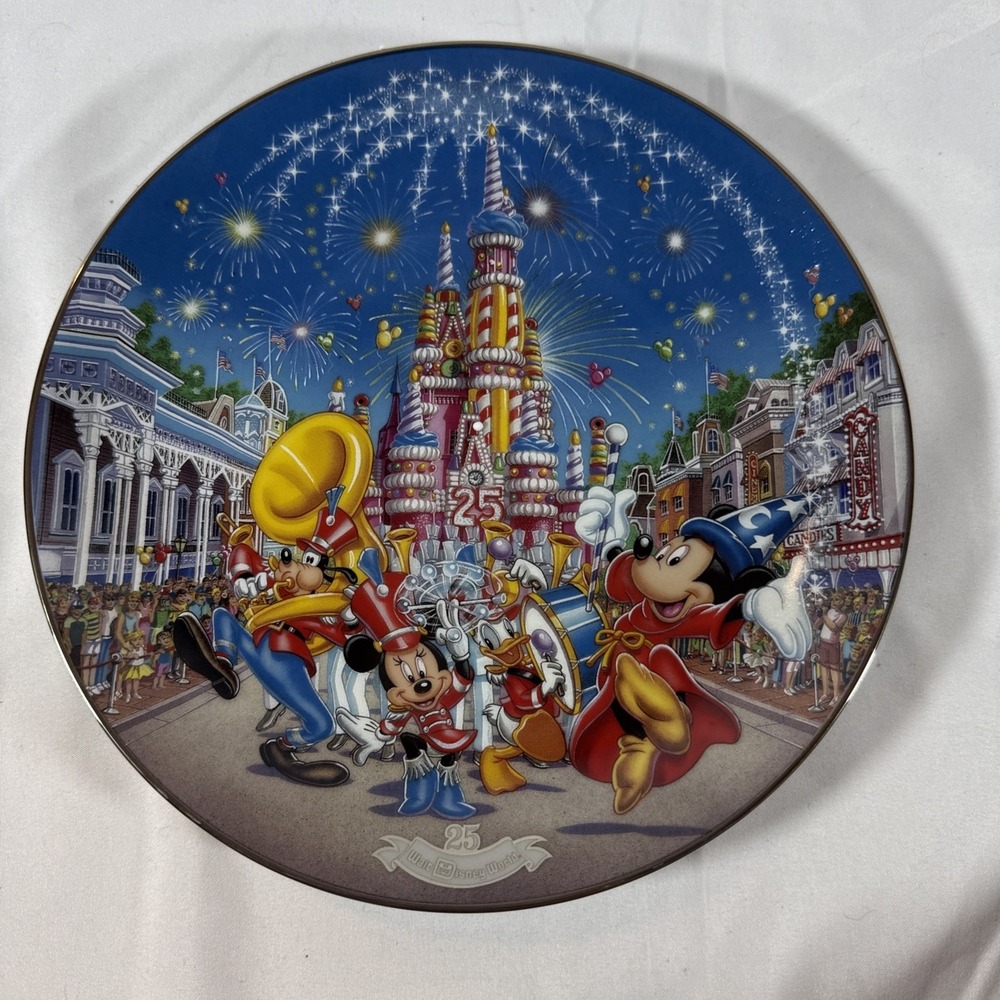 Walt Disney World 25th Anniversary A Birthday Celebration Plate Bradford #8 COA